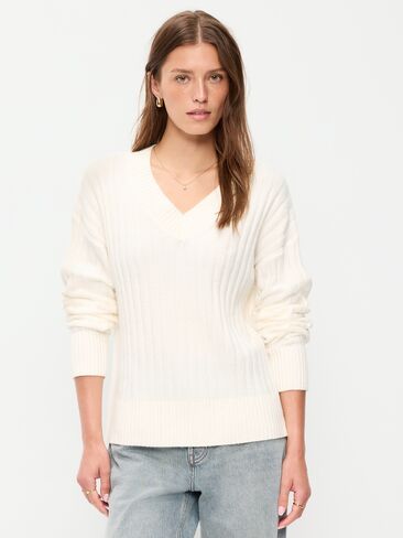 Old Navy SoSoft Ribbed V-Neck Sweater - Creme De La Creme in Kuwait