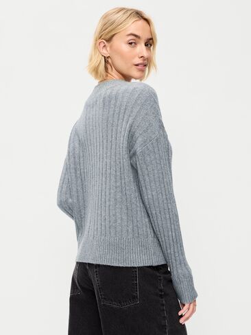 Old Navy SoSoft Ribbed V-Neck Sweater - Heather Gray in Kuwait