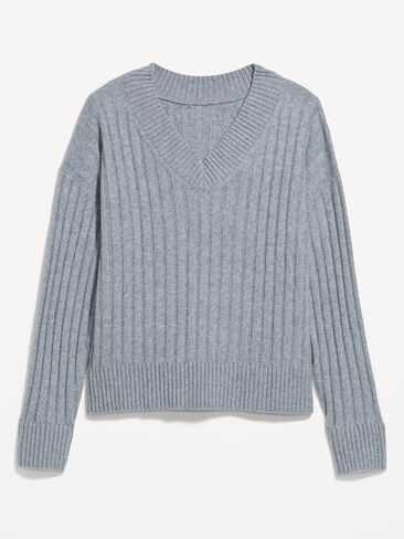 Old Navy SoSoft Ribbed V-Neck Sweater - Heather Gray in Kuwait