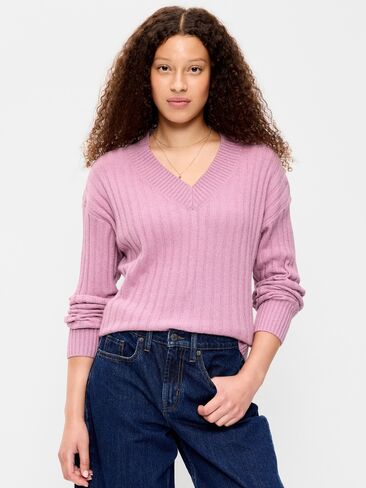 Old Navy SoSoft Ribbed V-Neck Sweater - Rose Dawn in Kuwait