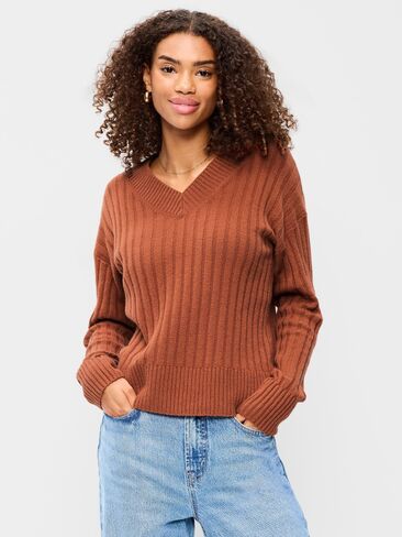 Old Navy SoSoft Ribbed V-Neck Sweater - Apple Cinnamon in Kuwait