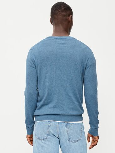 Old Navy Washed Crew-Neck Sweater - Medium Blue Heather in Kuwait