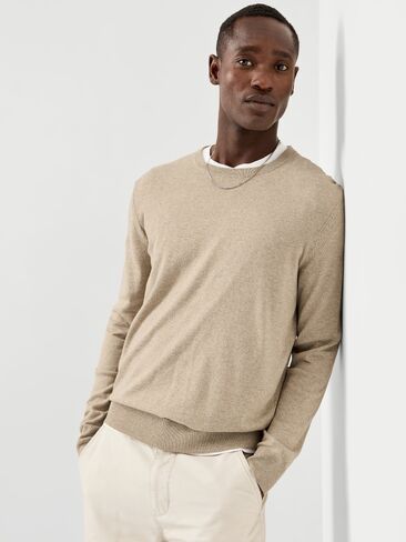 Old Navy Washed Crew-Neck Sweater - New Tan Heather in Kuwait