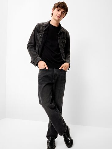 Old Navy Washed Crew-Neck Sweater - Black Jack in Kuwait