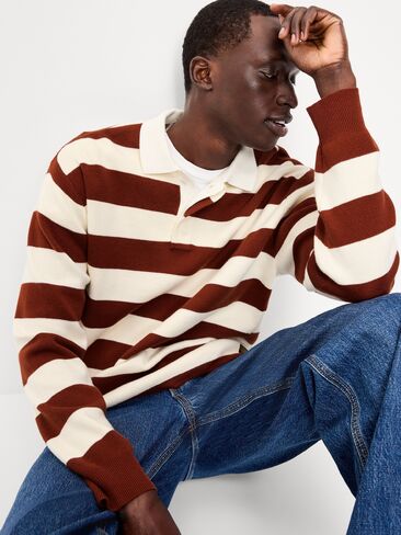 Old Navy Long-Sleeve Rugby Polo Sweater - Russet Brown in Kuwait