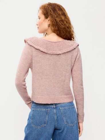 Old Navy Ruffle-Collar Pointelle Cardigan - Powder Pink in Kuwait