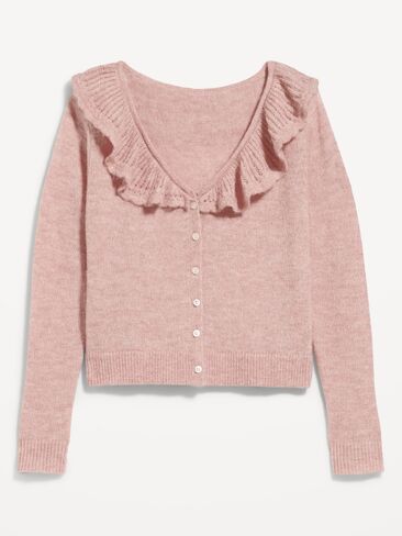 Old Navy Ruffle-Collar Pointelle Cardigan - Powder Pink in Kuwait