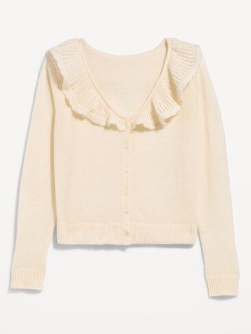 Old Navy Ruffle-Collar Pointelle Cardigan - Crème De La Crème in Kuwait