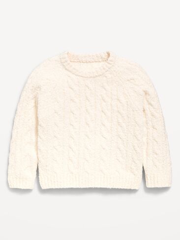 Old Navy Long-Sleeve Cable-Knit Sweater for Toddler Girls - Warm Ivory in Kuwait