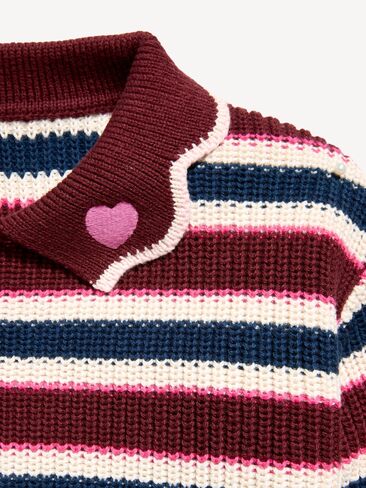 Old Navy Collared Striped Sweater for Toddler Girls - Burgundy Stripe in Kuwait