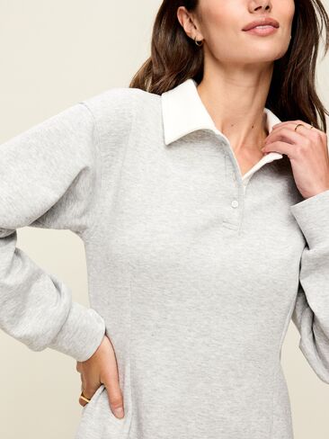 Old Navy Dynamic Fleece Pique Polo Dress - Light Gray Heather in Kuwait