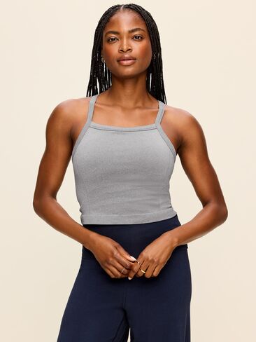 Old Navy Seamless Square-Neck Longline Bra - Heather Grey in Kuwait