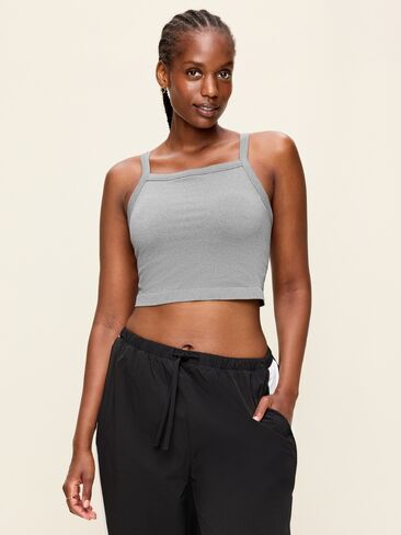 Old Navy Seamless Square-Neck Longline Bra - Heather Grey in Kuwait