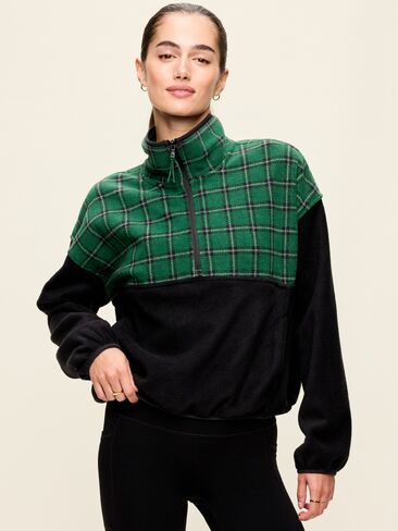 Old Navy Oversized Half-Zip Performance Fleece Pullover - Medium Green Plaid in Kuwait