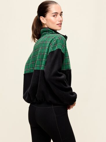 Old Navy Oversized Half-Zip Performance Fleece Pullover - Medium Green Plaid in Kuwait