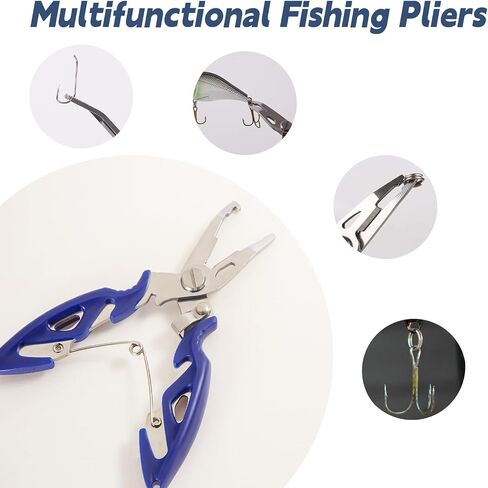 4pc Fishing Tool Kit, Fishing Serrated Scissors , Multifunctional Pliers, Lip Gripper,Retractable lanyard, Resistant Saltwater Accessories & Equipment, for Hook Remover, Inshore & Nearshore in Kuwait