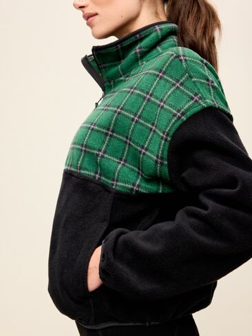 Old Navy Oversized Half-Zip Performance Fleece Pullover - Medium Green Plaid in Kuwait