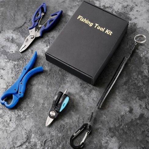4pc Fishing Tool Kit, Fishing Serrated Scissors , Multifunctional Pliers, Lip Gripper,Retractable lanyard, Resistant Saltwater Accessories & Equipment, for Hook Remover, Inshore & Nearshore in Kuwait