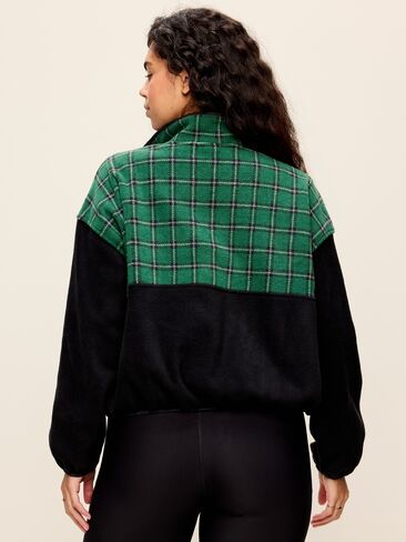 Old Navy Oversized Half-Zip Performance Fleece Pullover - Medium Green Plaid in Kuwait