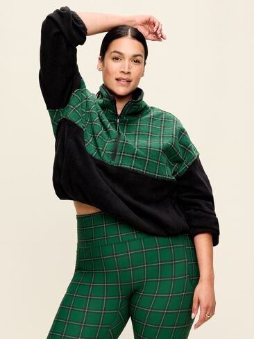 Old Navy Oversized Half-Zip Performance Fleece Pullover - Medium Green Plaid in Kuwait