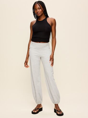 Old Navy Fold-Over Waist Fitted Joggers - Heather Gray in Kuwait