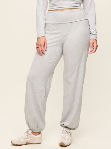 Old Navy Fold-Over Waist Fitted Joggers - Heather Gray in Kuwait
