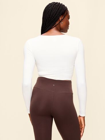 Old Navy StudioSmooth Long-Sleeve Wrap Top - Magnolia in Kuwait