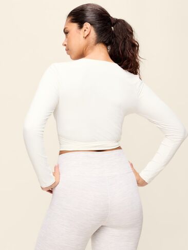 Old Navy StudioSmooth Long-Sleeve Wrap Top - Magnolia in Kuwait