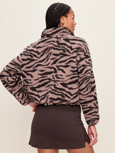 Old Navy Loose Sherpa Half-Zip Pullover - Black Zebra in Kuwait