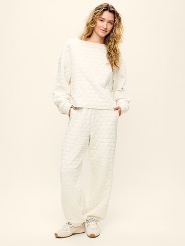 Old Navy Quilted Bounce Fleece Sweatpant - Oatmeal Heather in Kuwait