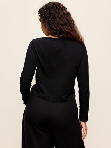 Old Navy Long-Sleeve Split-Neck Top - Black Jack in Kuwait