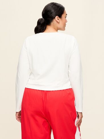 Old Navy Long-Sleeve Split-Neck Top - White Lilies in Kuwait