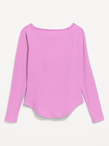 Old Navy CloudLite Ribbed Long-Sleeve Boatneck Top - Orchid in Kuwait