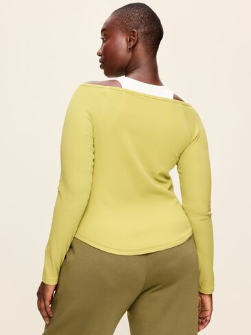Old Navy CloudLite Ribbed Long-Sleeve Boatneck Top - Marshy Grass in Kuwait