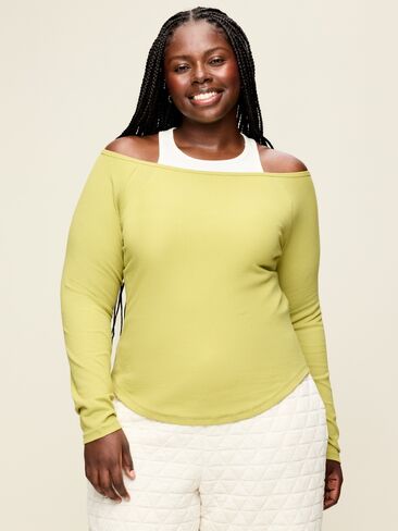 Old Navy CloudLite Ribbed Long-Sleeve Boatneck Top - Marshy Grass in Kuwait