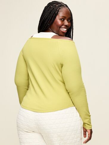 Old Navy CloudLite Ribbed Long-Sleeve Boatneck Top - Marshy Grass in Kuwait