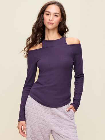 Old Navy CloudLite Ribbed Long-Sleeve Boatneck Top - Nebula in Kuwait