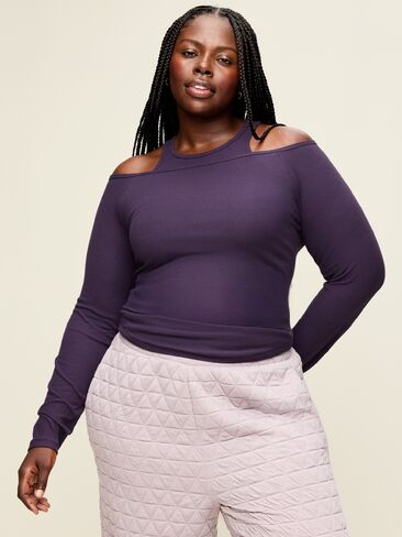 Old Navy CloudLite Ribbed Long-Sleeve Boatneck Top - Nebula in Kuwait