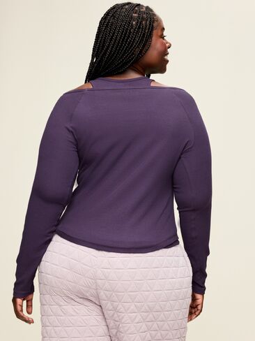 Old Navy CloudLite Ribbed Long-Sleeve Boatneck Top - Nebula in Kuwait