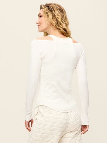 Old Navy CloudLite Ribbed Long-Sleeve Boatneck Top - Magnolia in Kuwait