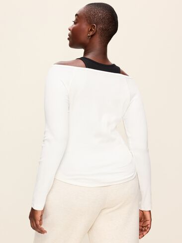 Old Navy CloudLite Ribbed Long-Sleeve Boatneck Top - Magnolia in Kuwait