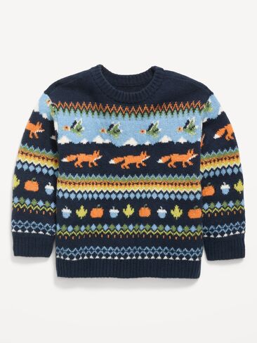 Old Navy Printed Oversized Long-Sleeve Sweater for Toddler Boys - In the Navy in Kuwait