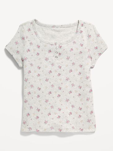 Old Navy Short-Sleeve Henley Top for Girls - Ditsy Floral in Kuwait