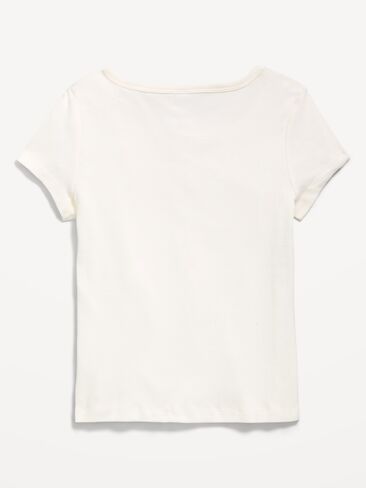 Old Navy Short-Sleeve Henley Top for Girls - Sea Salt in Kuwait