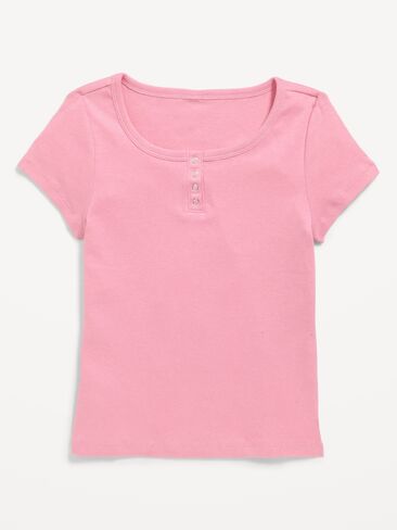 Old Navy Short-Sleeve Henley Top for Girls - Pressed Flower in Kuwait