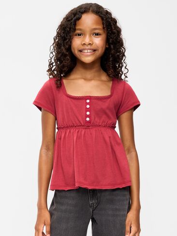 Old Navy Short-Sleeve Henley Top for Girls - Manzanita in Kuwait