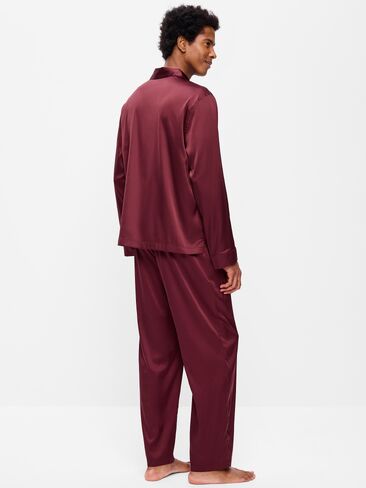 Old Navy Satin Pajama Pant Set for Men - Maroon Red in Kuwait