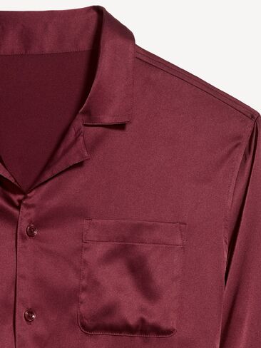 Old Navy Satin Pajama Pant Set for Men - Maroon Red in Kuwait