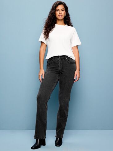 Old Navy Mid-Rise Straight Leg Jeans - Grey Matter in Kuwait