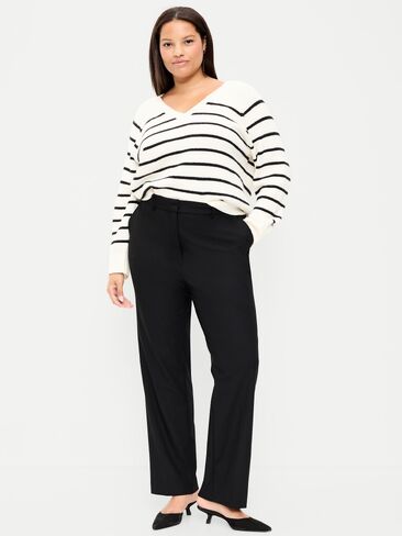 Old Navy Extra High-Waisted Straight-Leg Twill Pants - Black Jack in Kuwait